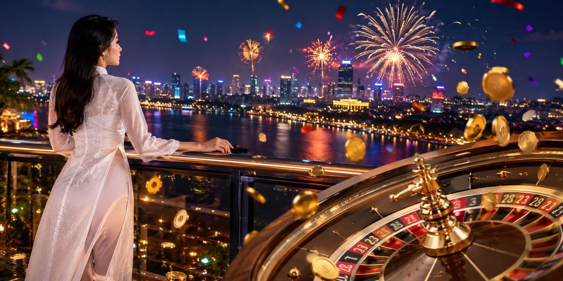 Bàn roulette sôi động với người chơi trong trang phục áo dài tại Hà Nội